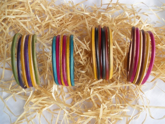 bracelet cuir 6 brins couleurs