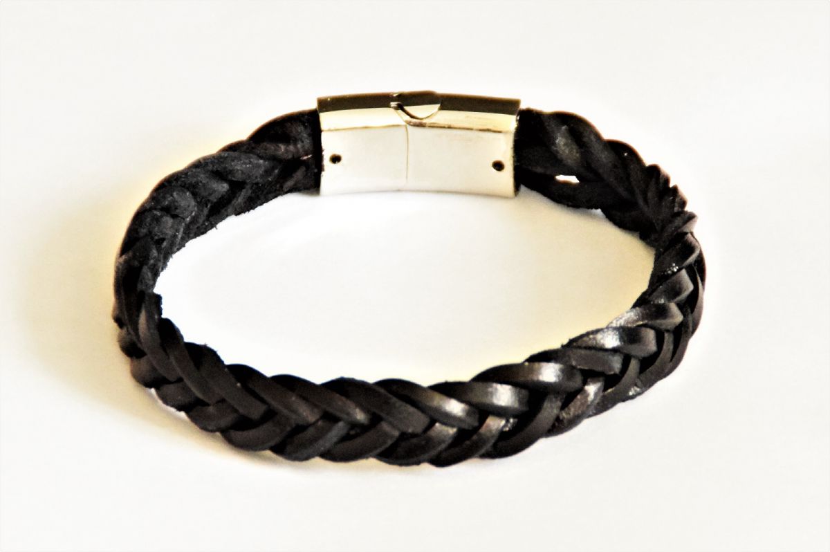 bracelet tressé cuir avec fermoir aimanté