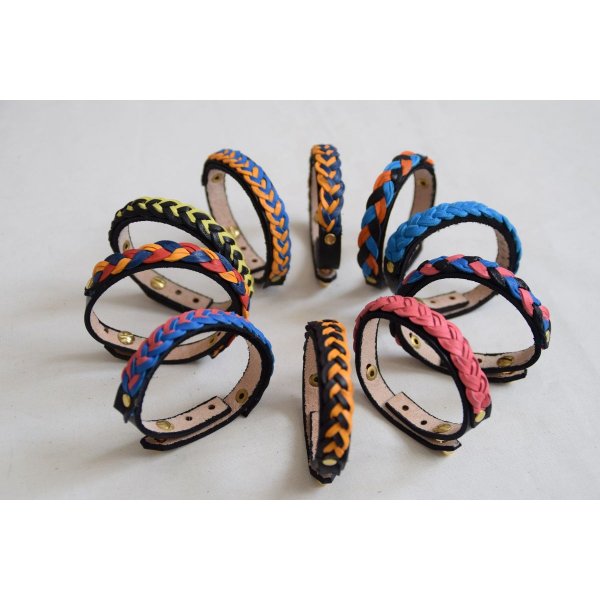 bracelet cuir tressé 2 couleurs